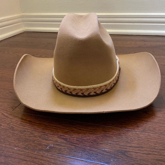 Resistol Pawnee Puma Western Hat Size 6 5/8 Tan Wool Felt Vintage Cowboy Hat - Picture 10 of 12